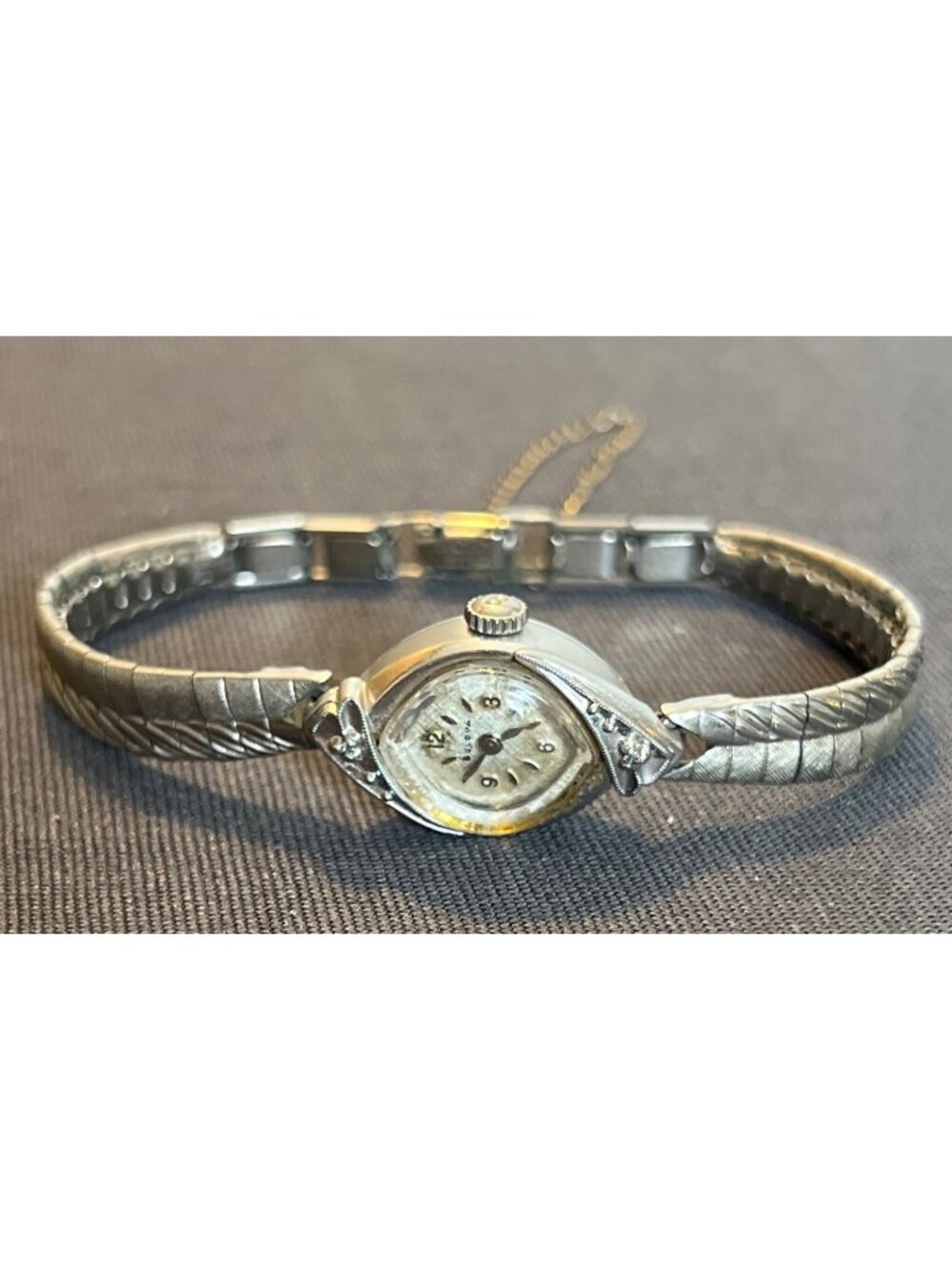 Vintage Bulova Watch First Lady Diamond Elegance 10K Plate Silver Tone Works - Picture 2 of 9